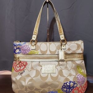Coach Poppy Daisy Signature Applique Glam Tote Bag F20794
